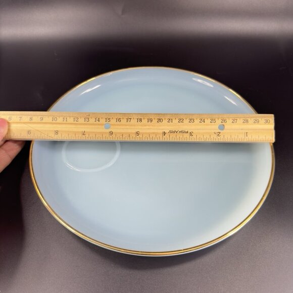 Anchor Hocking Fire King Blue Turquoise Lunch Snack Plate and Cup Set Vintage - Picture 5 of 15